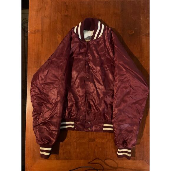 vintage satin bomber jacket 'Brandywine Bullets' red maroon Majestic brand sz M - Picture 7 of 8